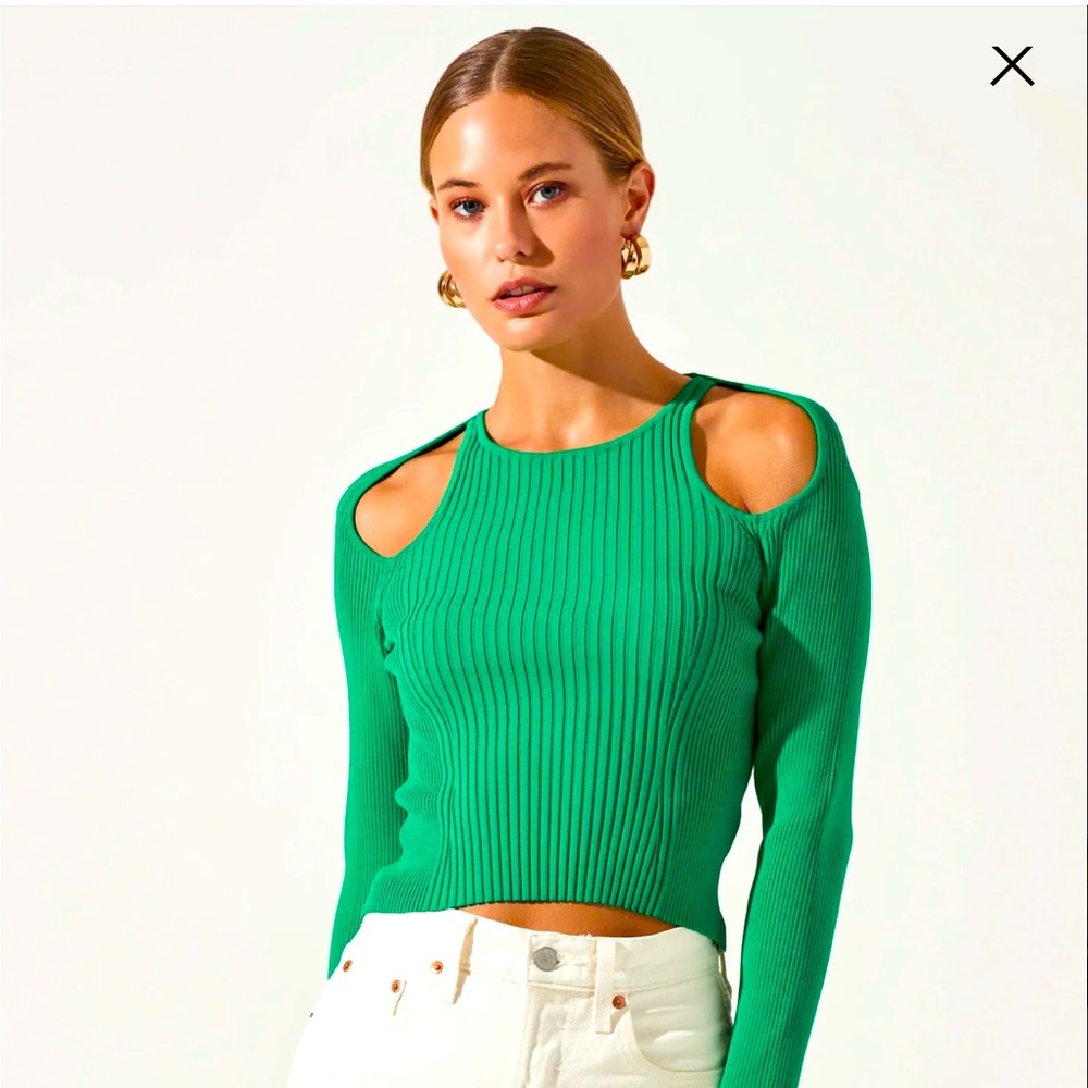 Eris Ribbed Shoulder Cutout Sweater
Green / XS